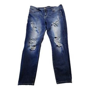 Maurices Women's Distressed Stretch Skinny Blue Jeans Size 18Reg